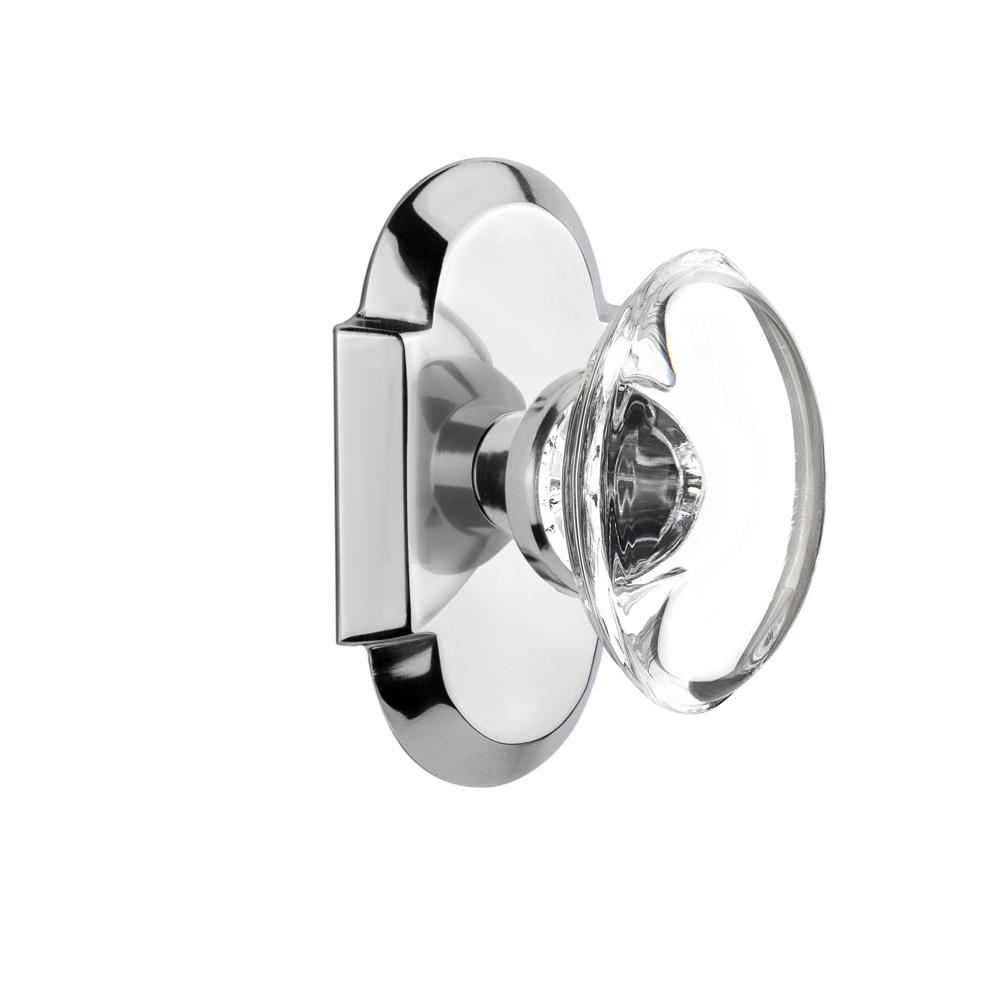 Nostalgic Warehouse COTOCC Privacy Knob Cottage Plate with Oval Clear Crystal Knob in Bright Chrome